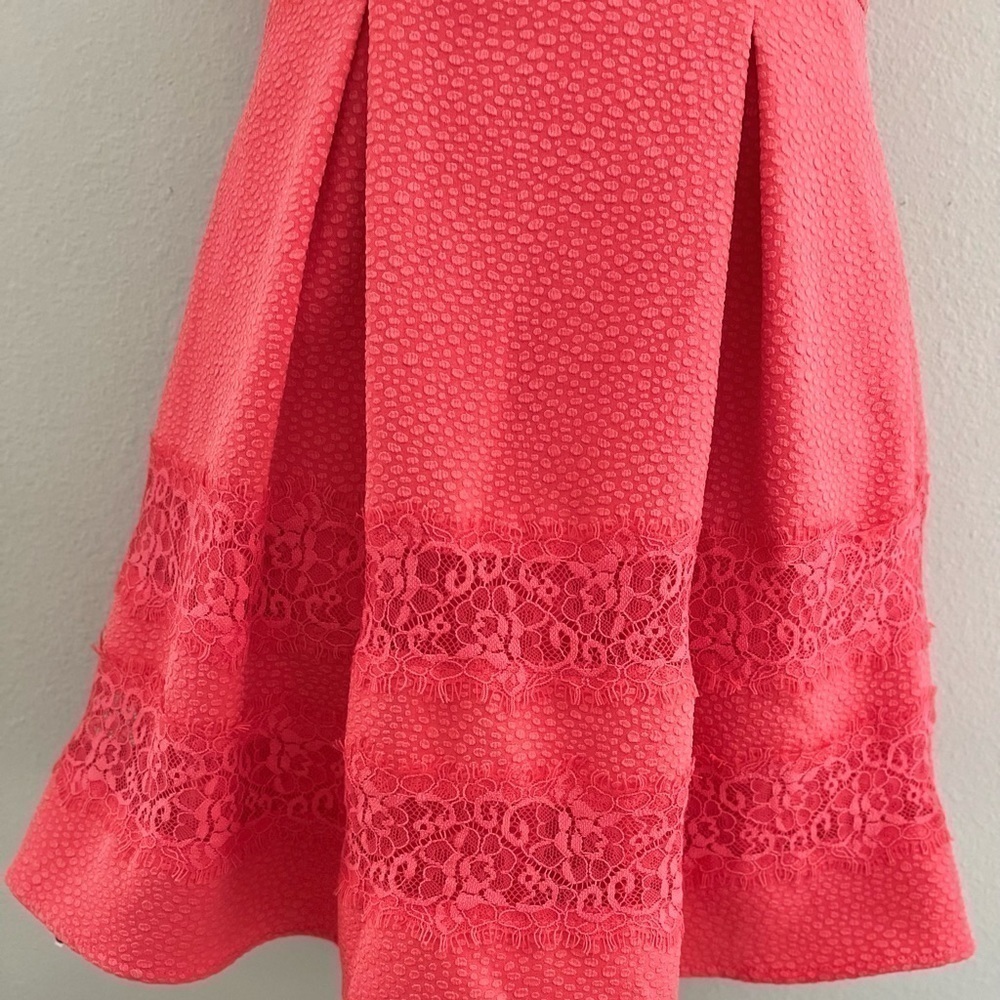 Express Coral Lace Mini Dress Women's Size 0 NWOT Sleeveless Pockets - Picture 8 of 12